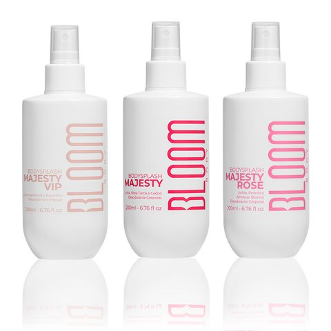 Kit 3 Body Splash Desodorante Colônia 200ml - Majesty, Majesty Rose e Majesty Vip