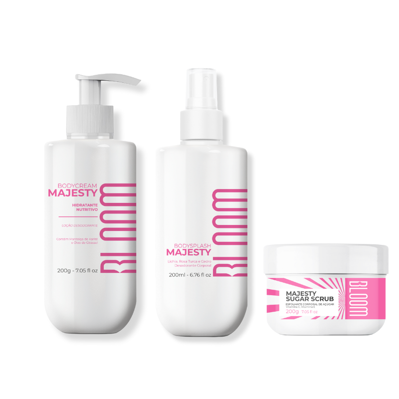 Kit Esfoliante, Body Cream e Body Splash Majesty