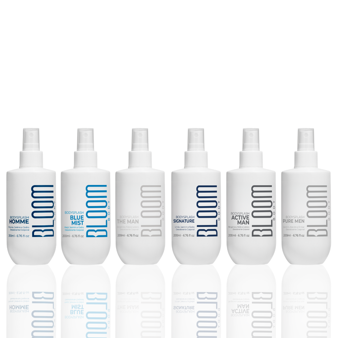 Kit 6 Body Splash Desodorante Colônia 200ml Masculino - Blue Mist, Homme, The Man, Active Man, Pure Man e Signature